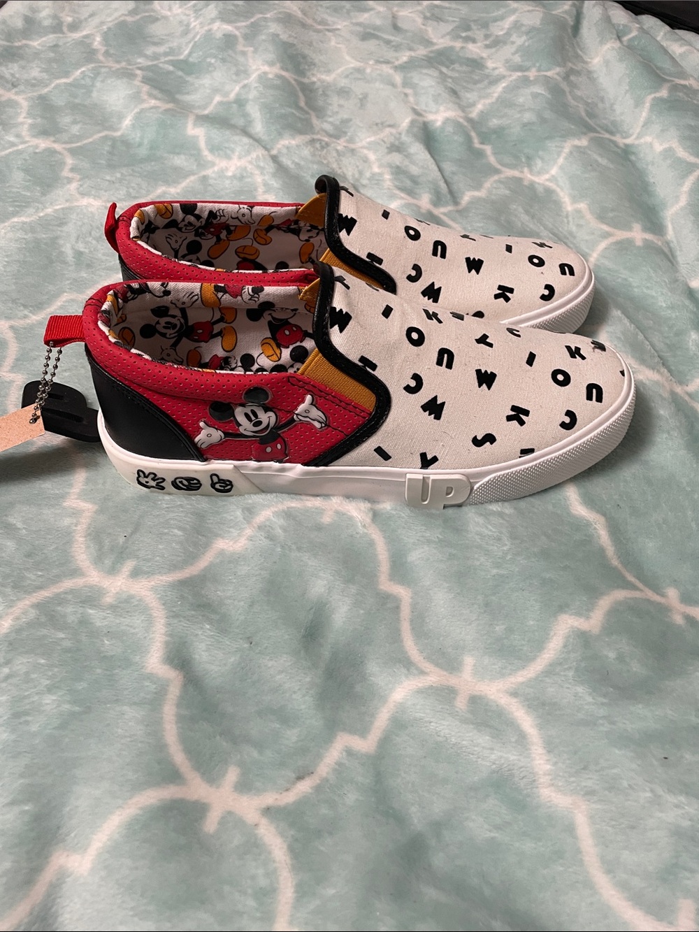 Mickey Mouse White & Red Slip-On Sneakers for Women
